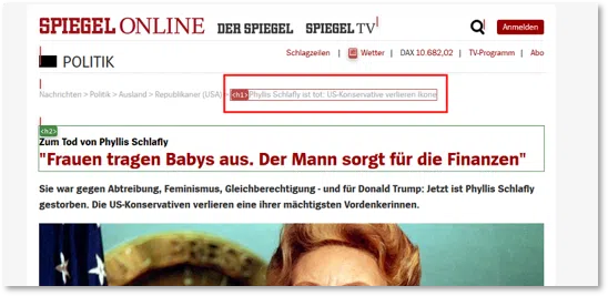 H1-H3 Struktur Beispiel beim Spiegel