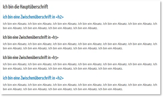 - h1 h2 h3 Sturktur SEO Überschriften