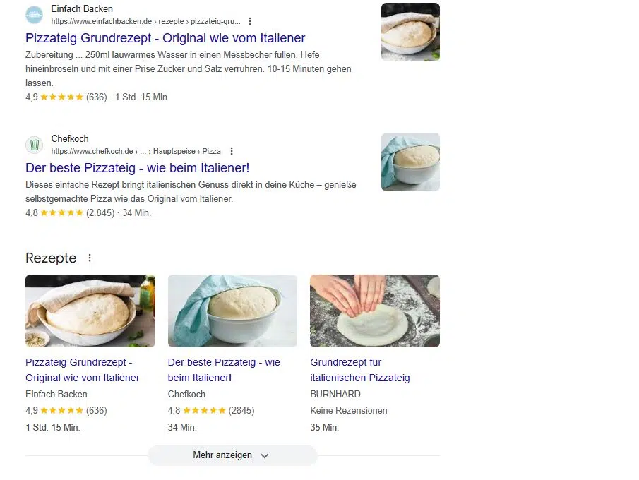 Clicks auf Rich snippet