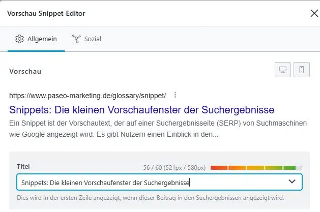 Snippet-Tool von RankMath